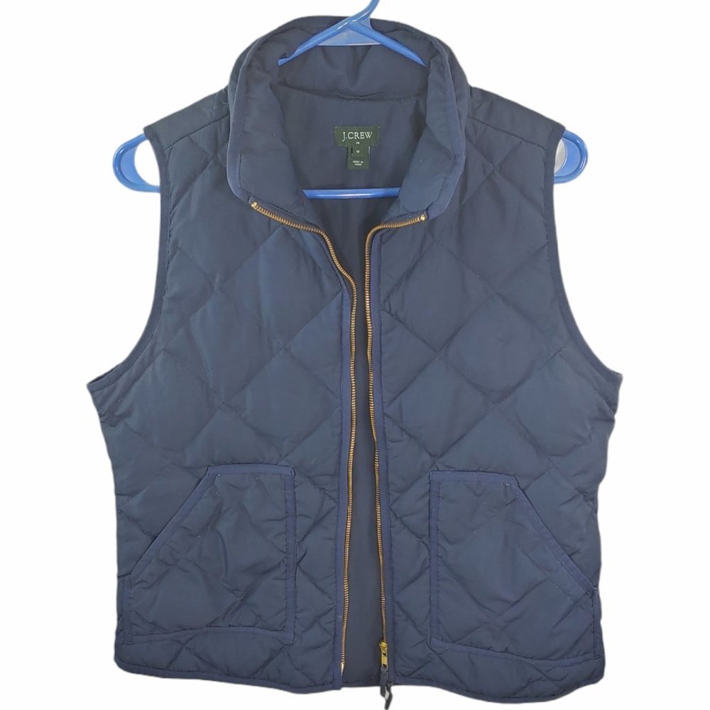 J Crew Sleeveless Vest Down Quilted Blue